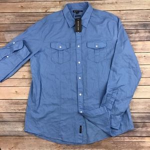 Michael Kors Tailored Classic Fit Blue Shirt $90